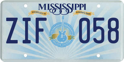 MS license plate ZIF058