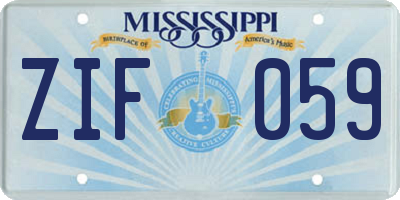 MS license plate ZIF059
