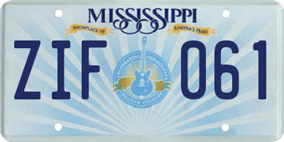 MS license plate ZIF061