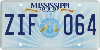 MS license plate ZIF064