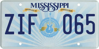 MS license plate ZIF065