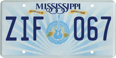 MS license plate ZIF067