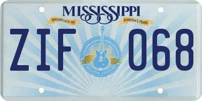MS license plate ZIF068