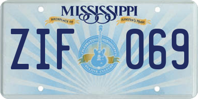 MS license plate ZIF069