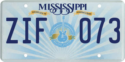 MS license plate ZIF073