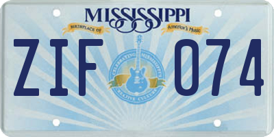 MS license plate ZIF074