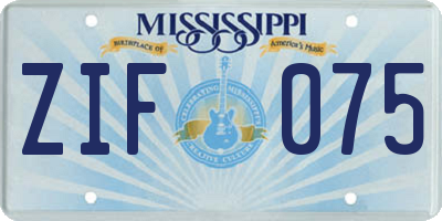 MS license plate ZIF075