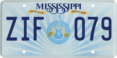 MS license plate ZIF079