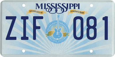 MS license plate ZIF081