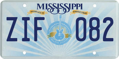 MS license plate ZIF082