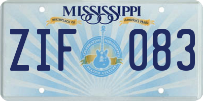 MS license plate ZIF083