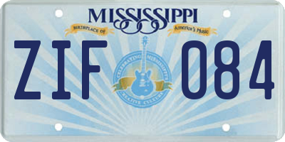 MS license plate ZIF084