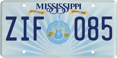 MS license plate ZIF085