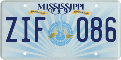 MS license plate ZIF086