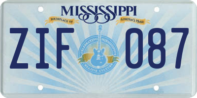 MS license plate ZIF087