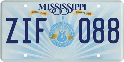 MS license plate ZIF088