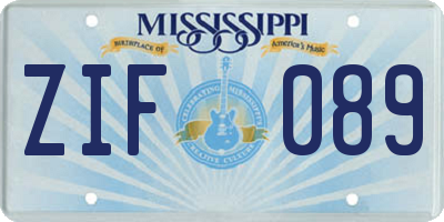 MS license plate ZIF089
