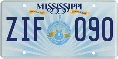 MS license plate ZIF090