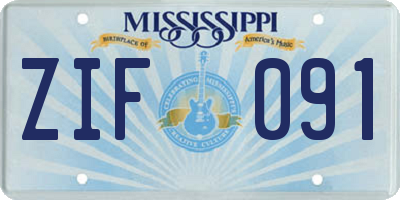 MS license plate ZIF091