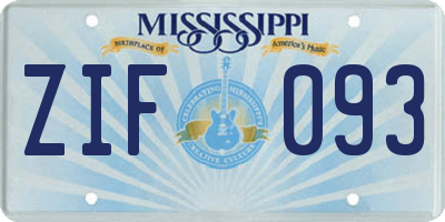 MS license plate ZIF093