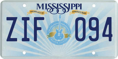 MS license plate ZIF094