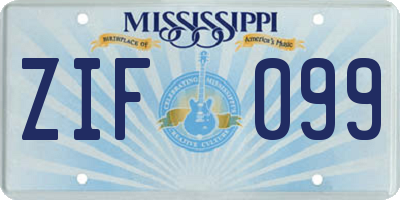 MS license plate ZIF099