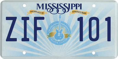 MS license plate ZIF101
