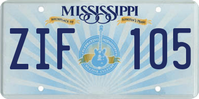 MS license plate ZIF105