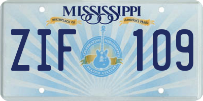 MS license plate ZIF109