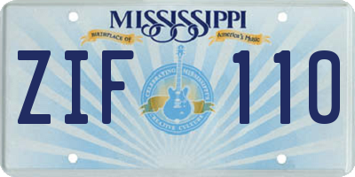 MS license plate ZIF110