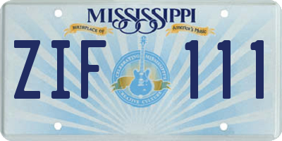 MS license plate ZIF111