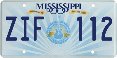 MS license plate ZIF112