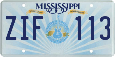 MS license plate ZIF113