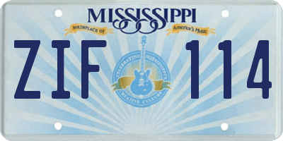 MS license plate ZIF114