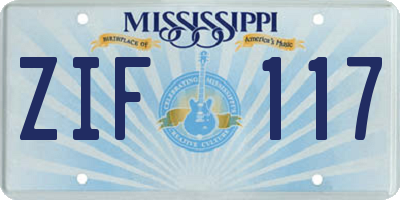 MS license plate ZIF117