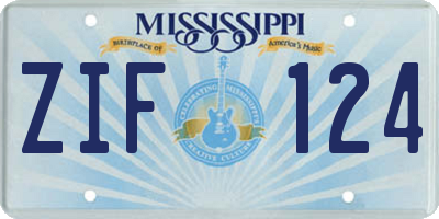 MS license plate ZIF124