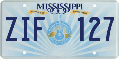 MS license plate ZIF127