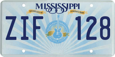 MS license plate ZIF128