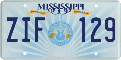 MS license plate ZIF129