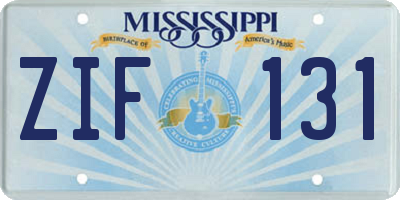 MS license plate ZIF131