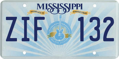 MS license plate ZIF132