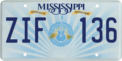MS license plate ZIF136