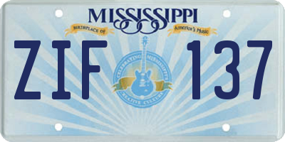 MS license plate ZIF137