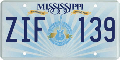 MS license plate ZIF139