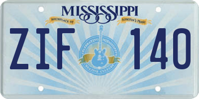 MS license plate ZIF140
