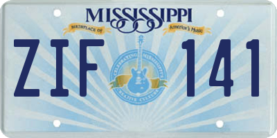 MS license plate ZIF141