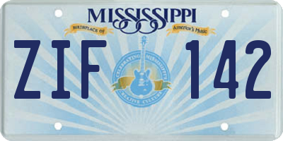 MS license plate ZIF142