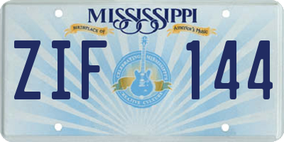MS license plate ZIF144