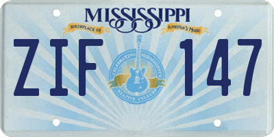 MS license plate ZIF147