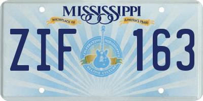 MS license plate ZIF163